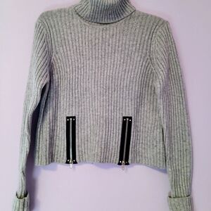 Jean Paul Gaultier Heather Gray Turtleneck Sweater with Zipper Accents